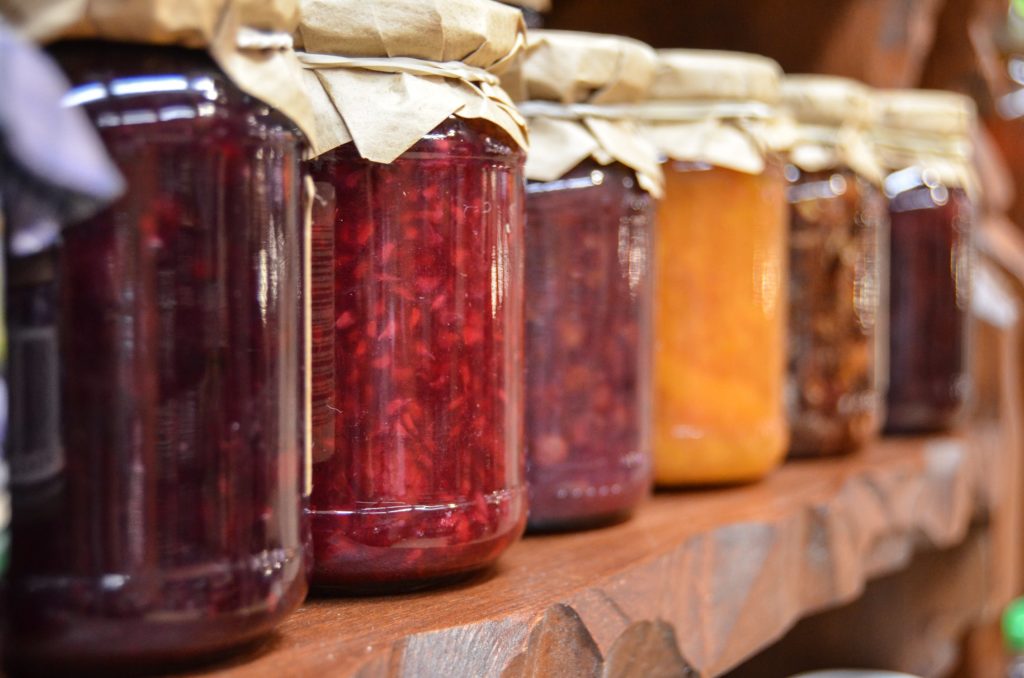 Bottles of homemade jam