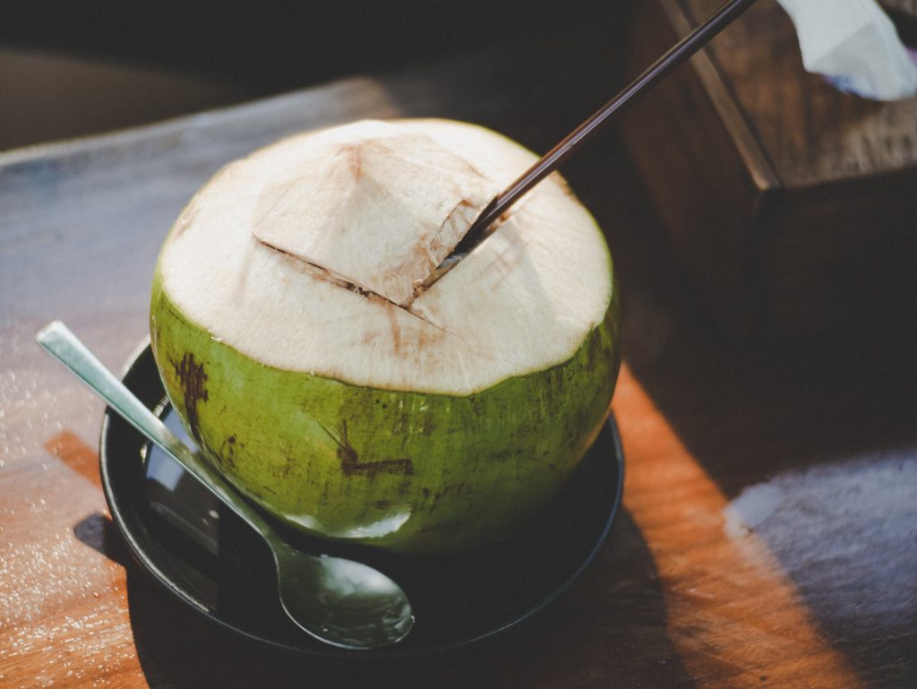 A photo of fresh coconut water